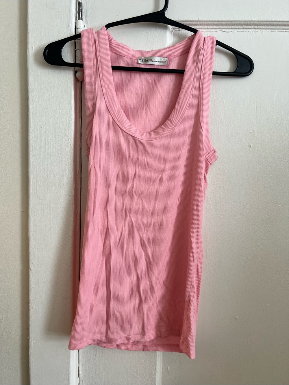 Zenana Outfitters Light Pink Ribbed Tank - Sleeveless Scoop Neck